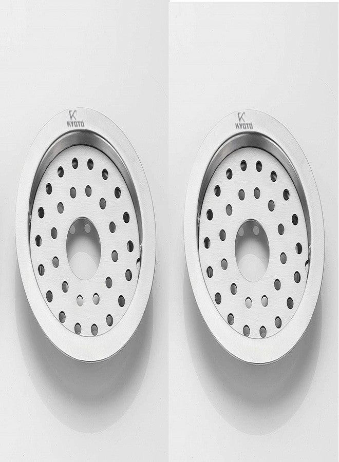 KYOTO (Lilly) Round Lock Grating Stainless Steel SUS 304 Floor Drain (5 INCH) Hole with Chrome Finish Water Drain Cover/Jali/Floor Trap/Floor Grating for Bathroom & Kitchen (Pack of 2) - Image 1